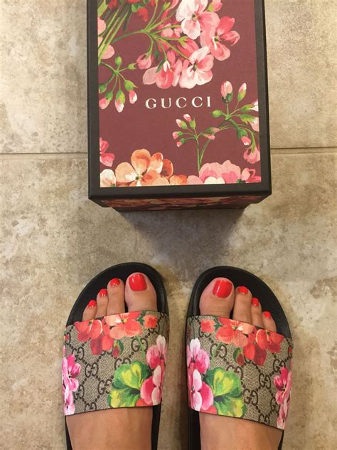 fake floral gucci slides|gucci floral platform slides.